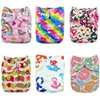 Los mejores  - Alva Baby - 6 Pañales de tela con 12 absorbentes reutilizables- lavables a máquina 6DM18. Talla:All in one